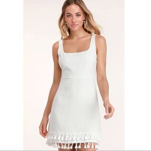 Lulus Feel the Sunshine White Tassel Mini Dress!